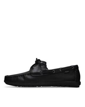 leather slip-on lace-up loafers