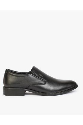 leather slip-on men's formal shoes - black