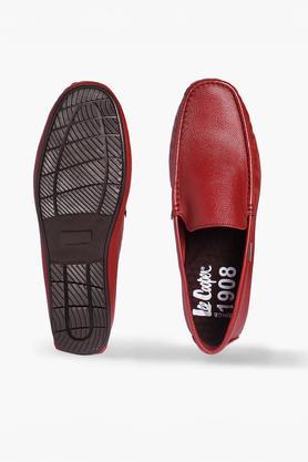 leather slip-on men's formal shoes - red
