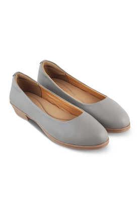 leather slip-on women's casual wear ballerina - grey