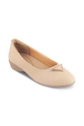 leather slip-on women's casual wear ballerina - natural