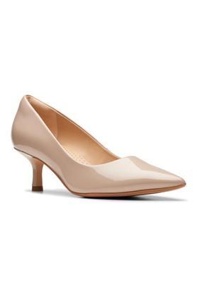 leather slip-on women's casual wear pumps - natural