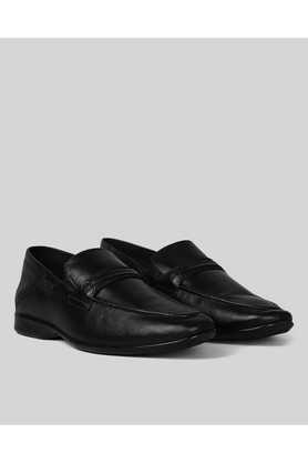 leather slipon men's loafers - black