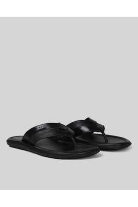 leather slipon men's slippers - black