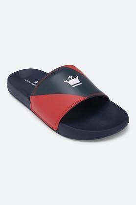 leather slipon mens flip flops - navy