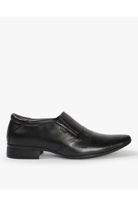 leather slipon shoes mens slipon shoes - black