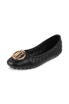 leather slipon women's casual ballerinas shoes - black
