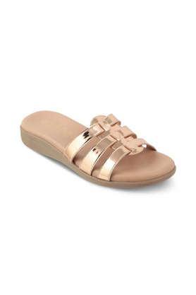 leather slipon women's casual wear open toes - champagne