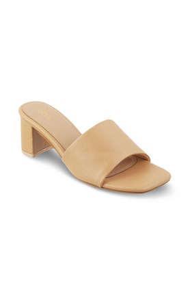 leather slipon women's casual wear open toes - natural