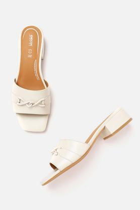 leather slipon women's casual wear open toes - off white