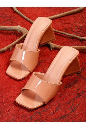 leather slipon women's casual wear sandals - nude