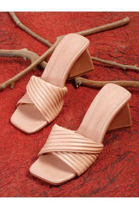 leather slipon women's casual wear sandals - nude