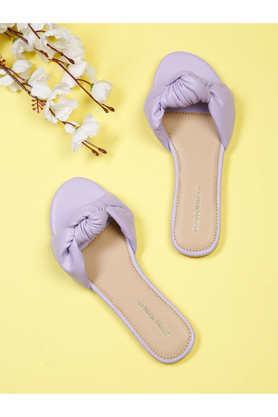 leather slipon women's casual wear sandals - purple