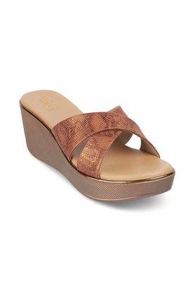leather slipon womens casual sandals - bronze