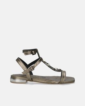 leather square-toe ankle-strap sandals