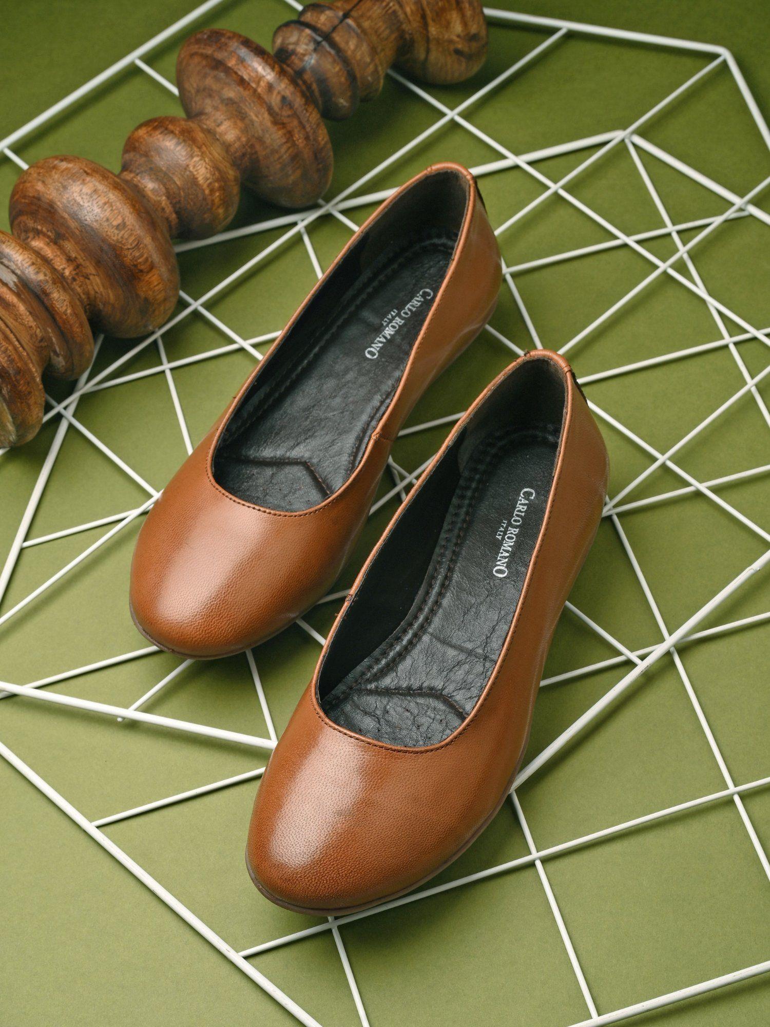 leather tan color slip-on bellly for women