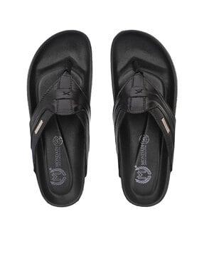 leather thong-strap flip flops