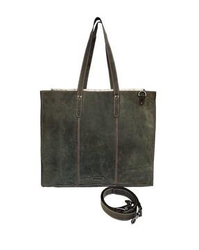 leather tote bag with detachable belt strap