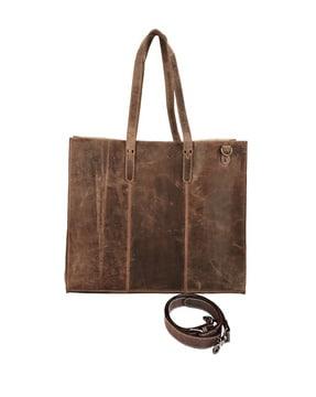 leather tote bag with detachable belt strap