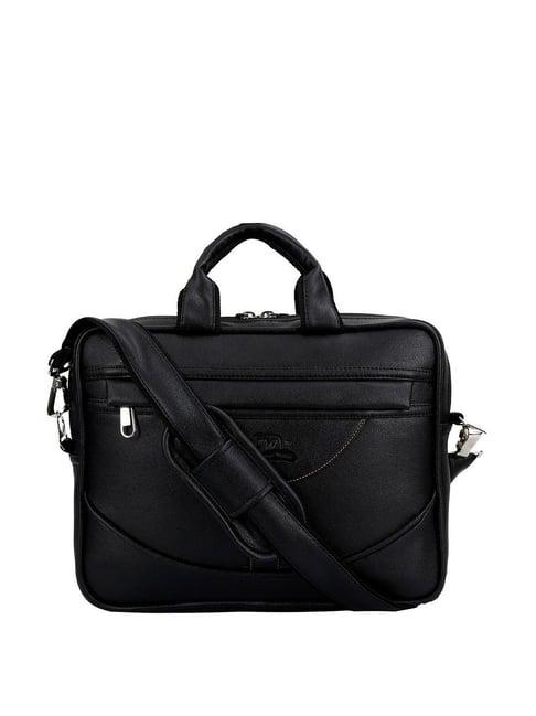 leather world black synthetic medium laptop messenger bag
