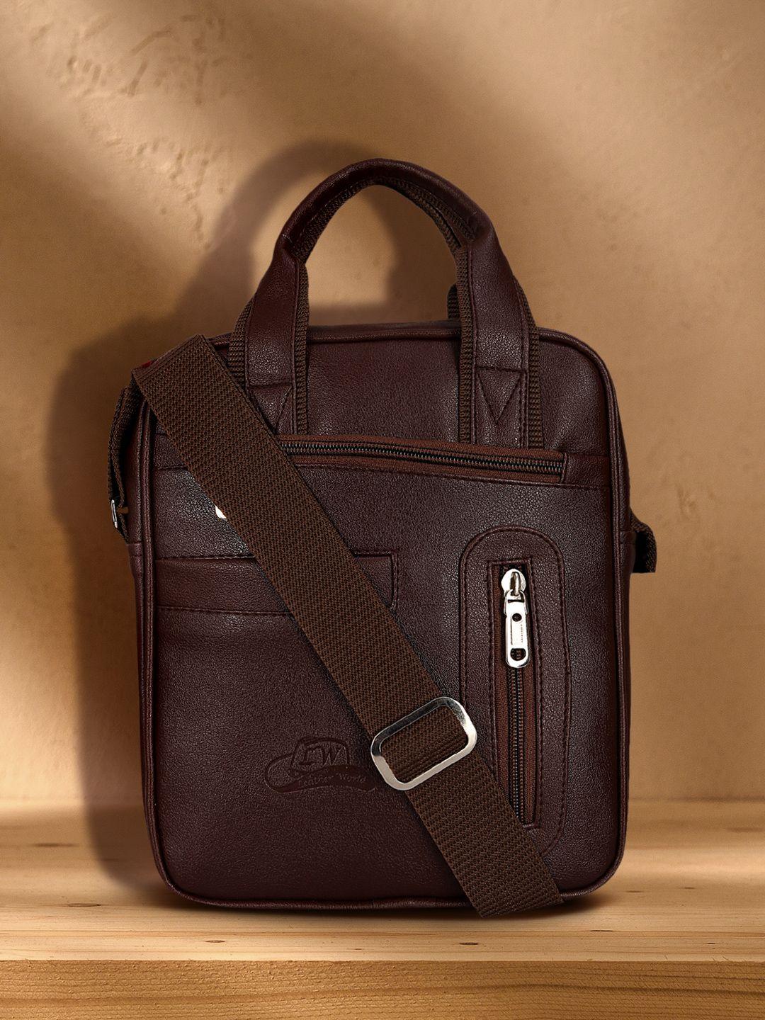 leather world brown solid handheld bag