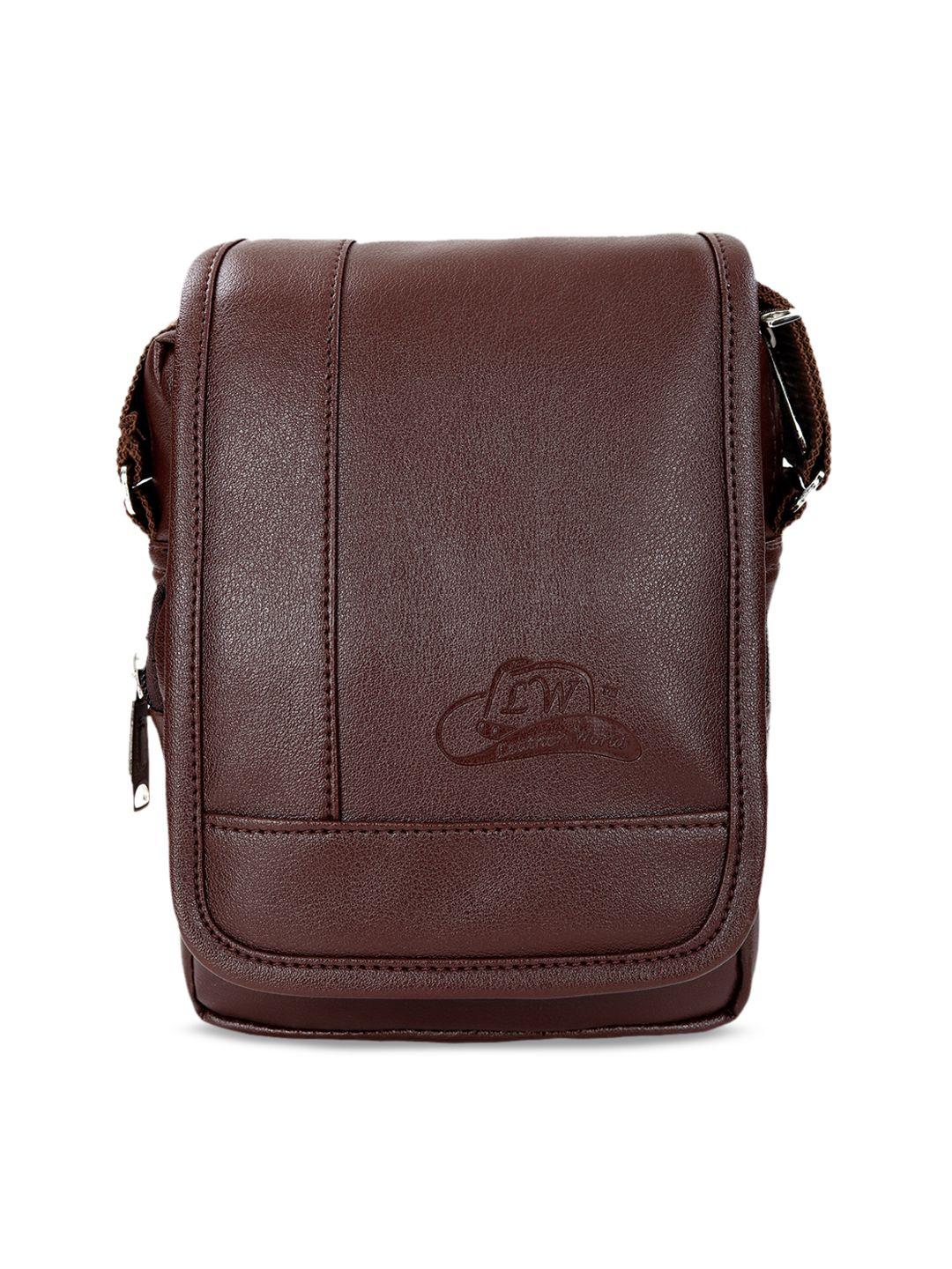 leather world brown solid sling bag