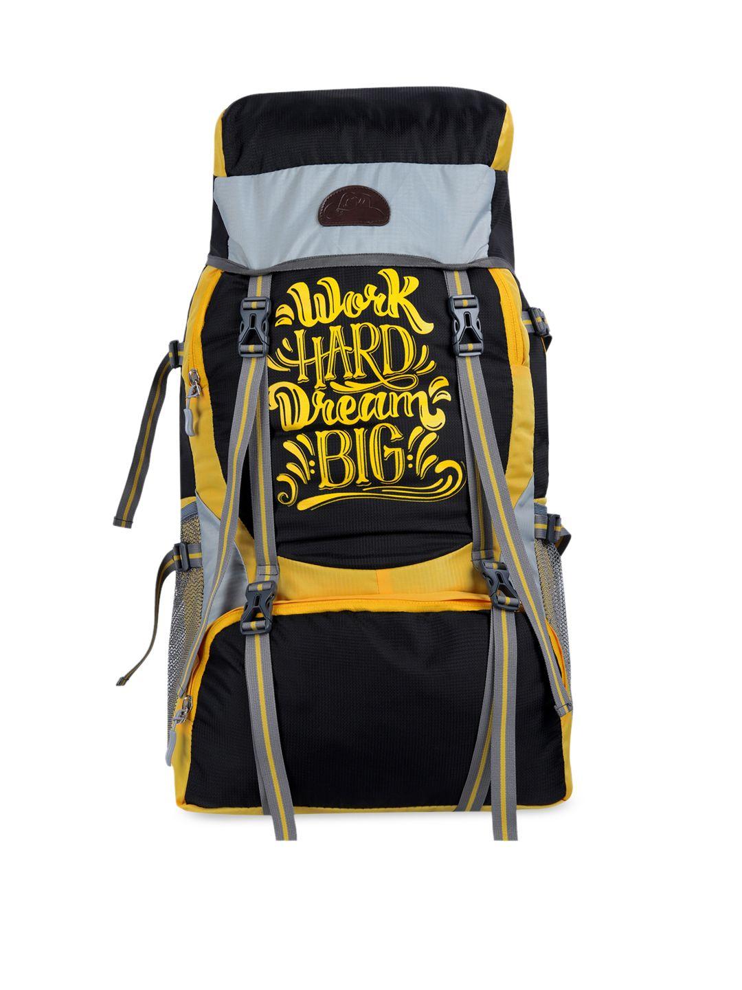 leather world unisex black & yellow colourblocked large 41 litre rucksack