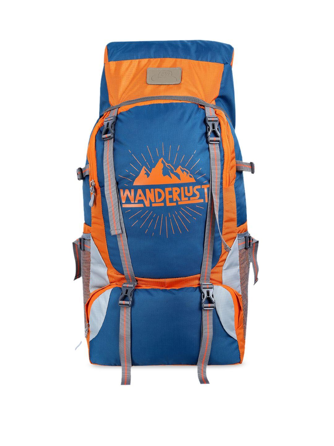 leather world unisex blue & orange colourblocked 41 litre rucksack