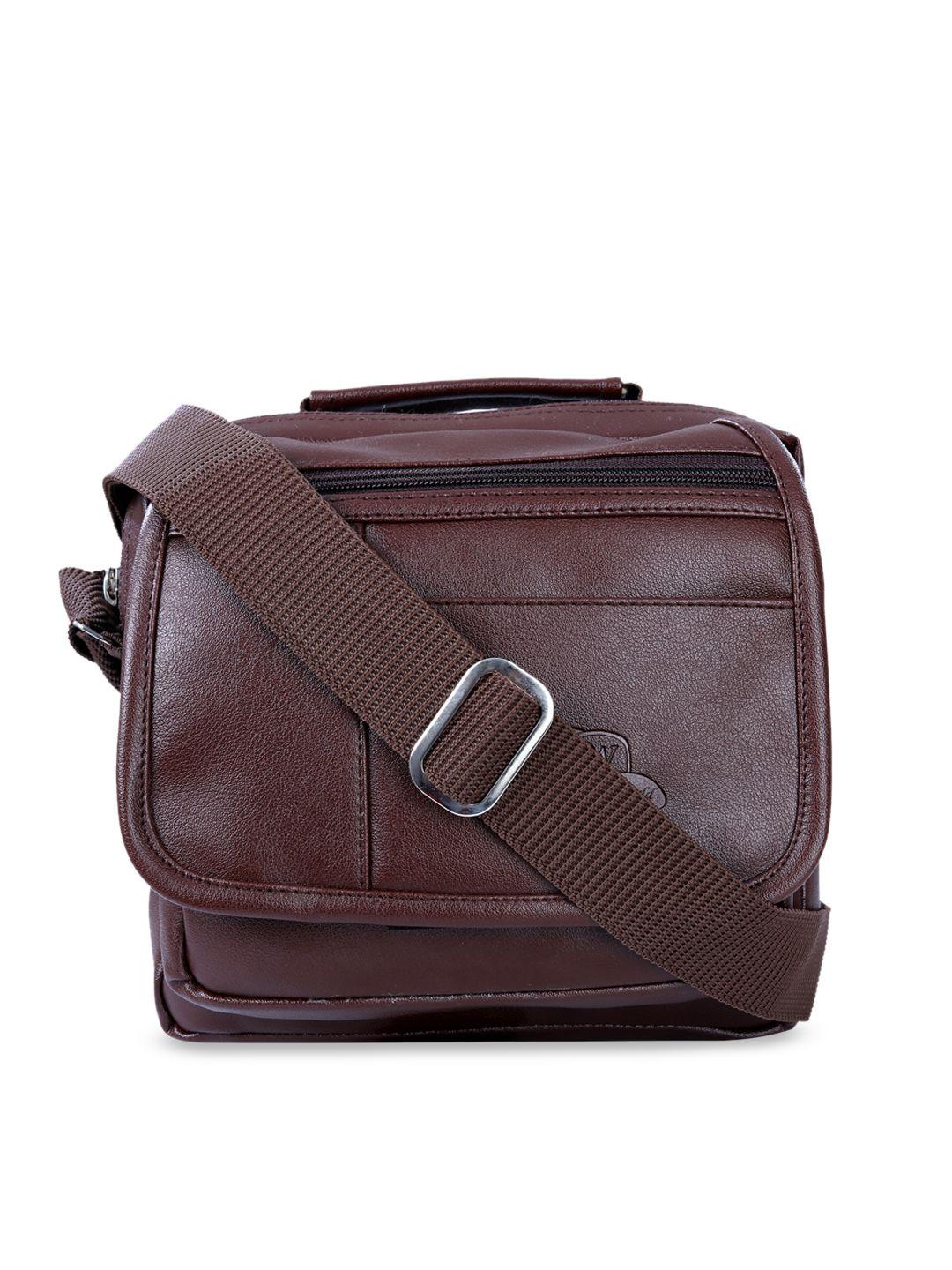 leather world unisex brown solid messenger bag