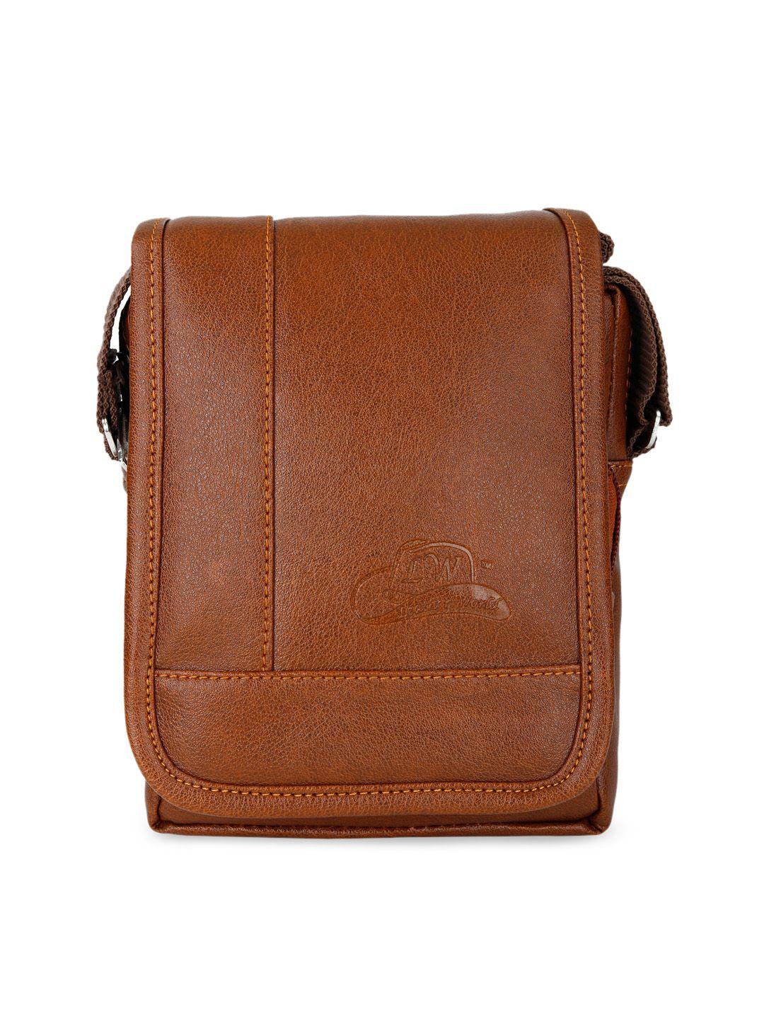 leather world unisex brown solid sling bag