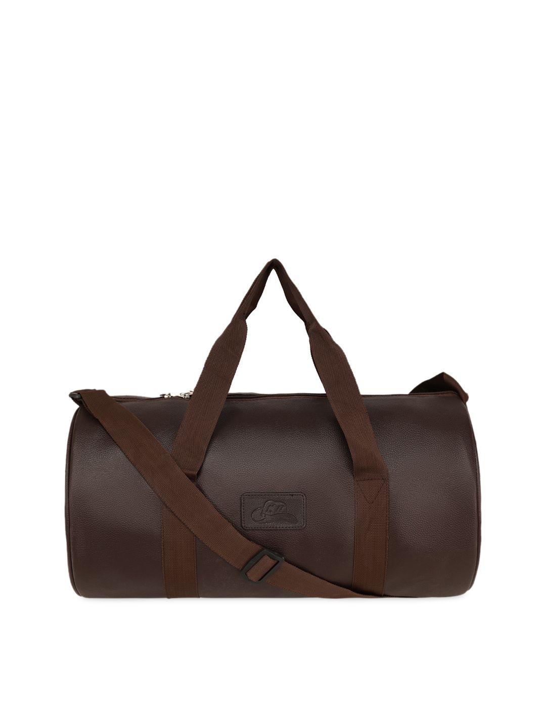 leather world unisex brown textured medium duffel bag