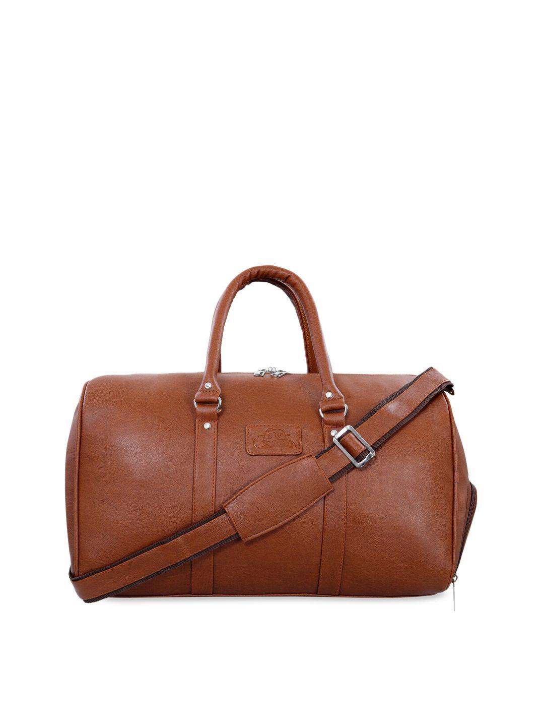 leather world unisex tan brown solid duffel bag