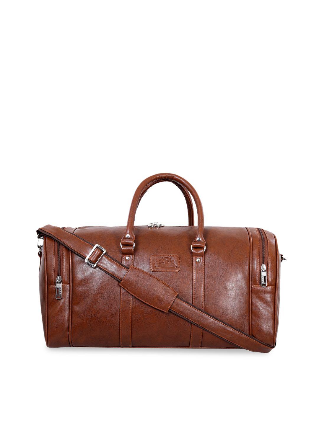 leather world unisex tan brown solid large duffel bag
