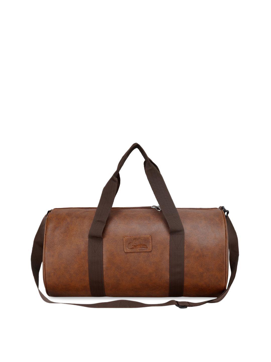 leather world unisex tan brown solid medium duffel bag