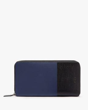 leather zip-around travel wallet