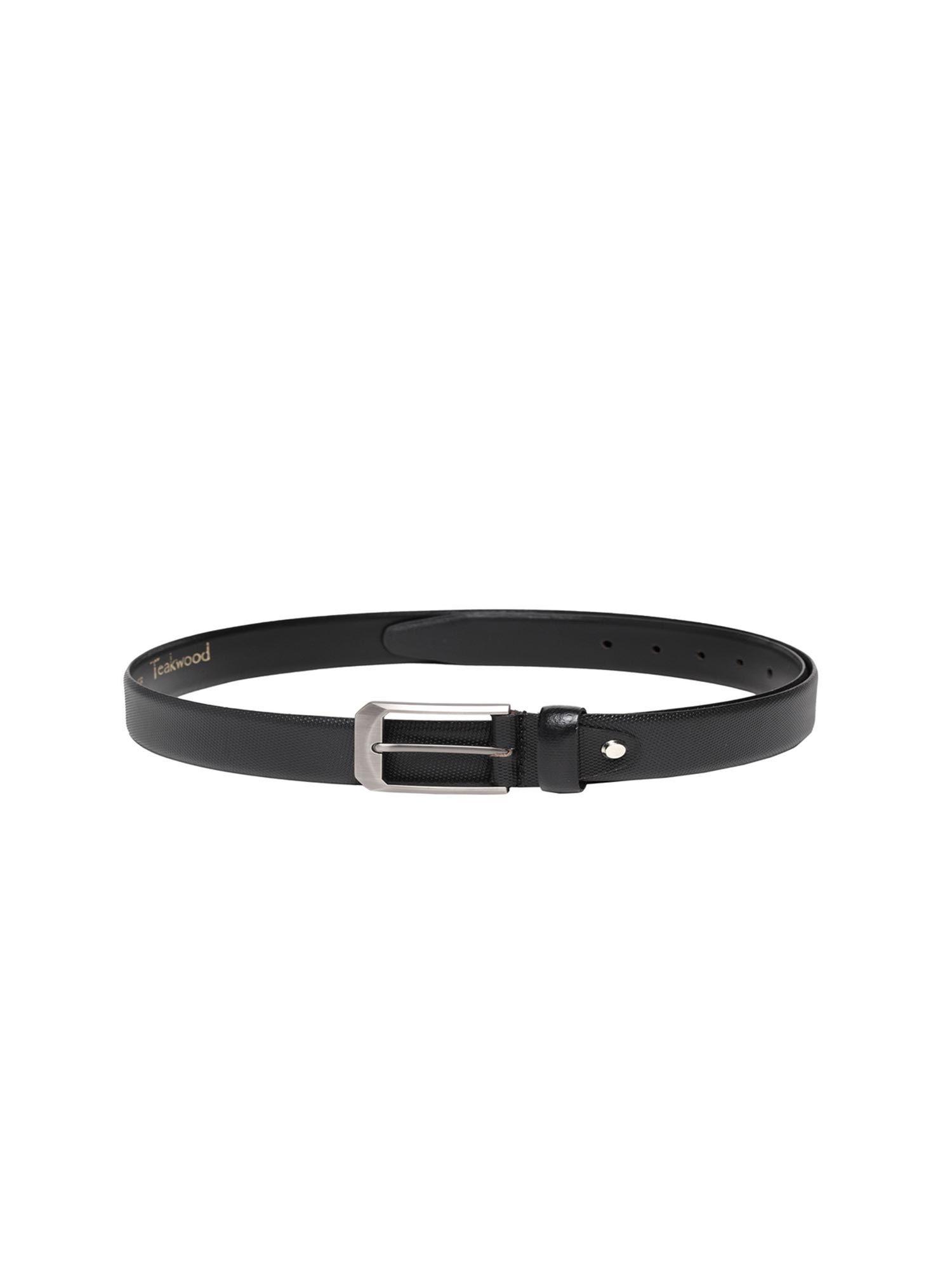 leathers black textured belt