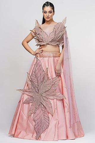 leaves embroidered lehenga set