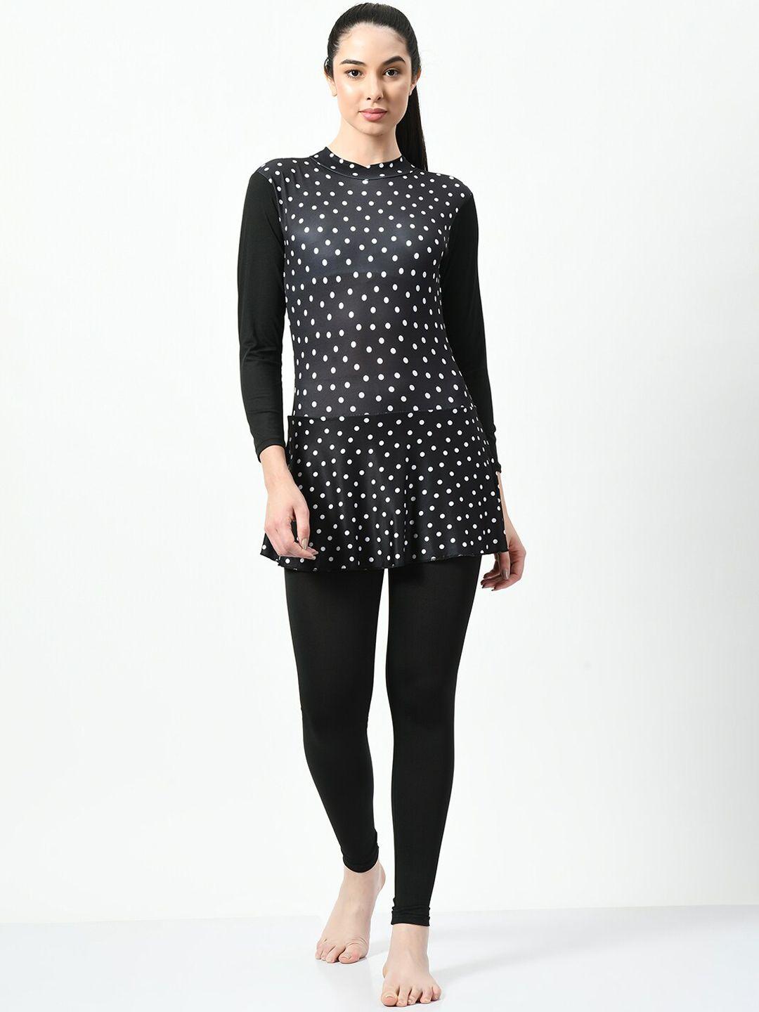 lebami polka dots printed swim dress with attached tights