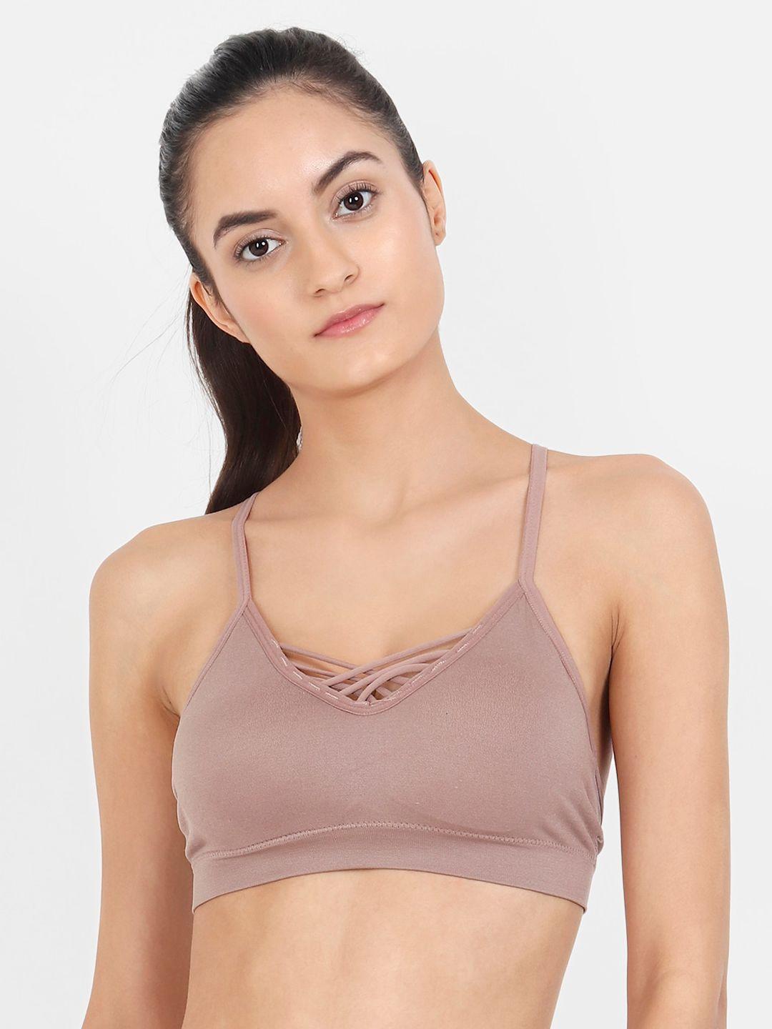 lebami taupe solid non-wired removable padding everyday bra 845