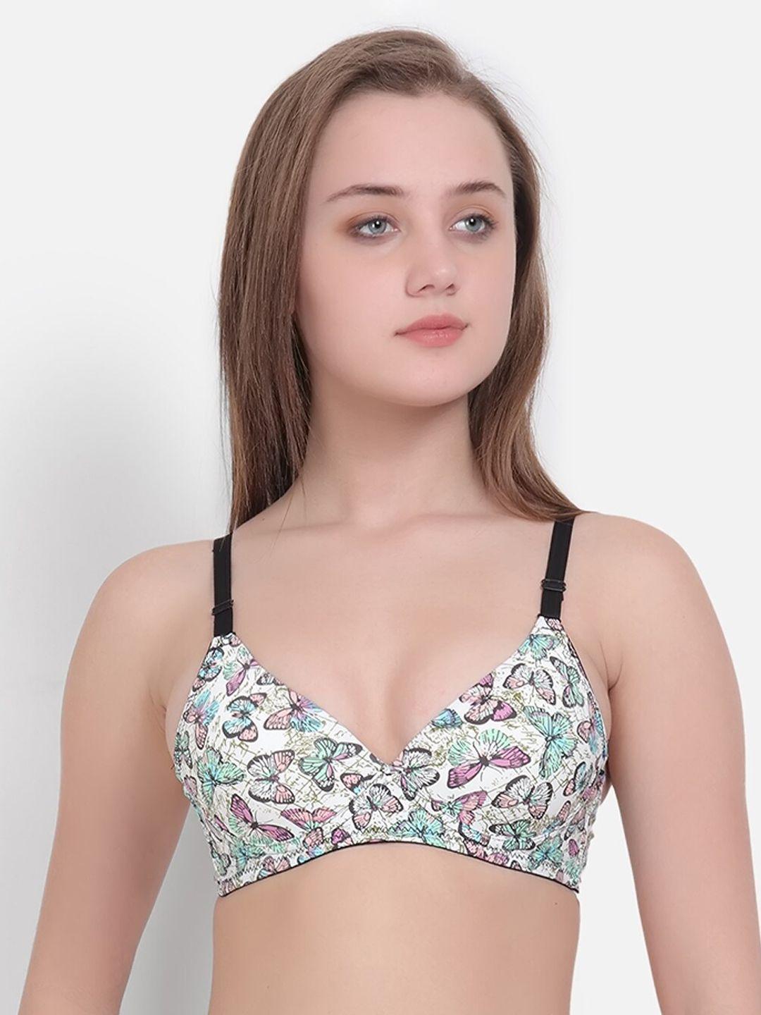 lebami white & pink printed non-wired lightly padded t-shirt bra 2668_butterfly_30a