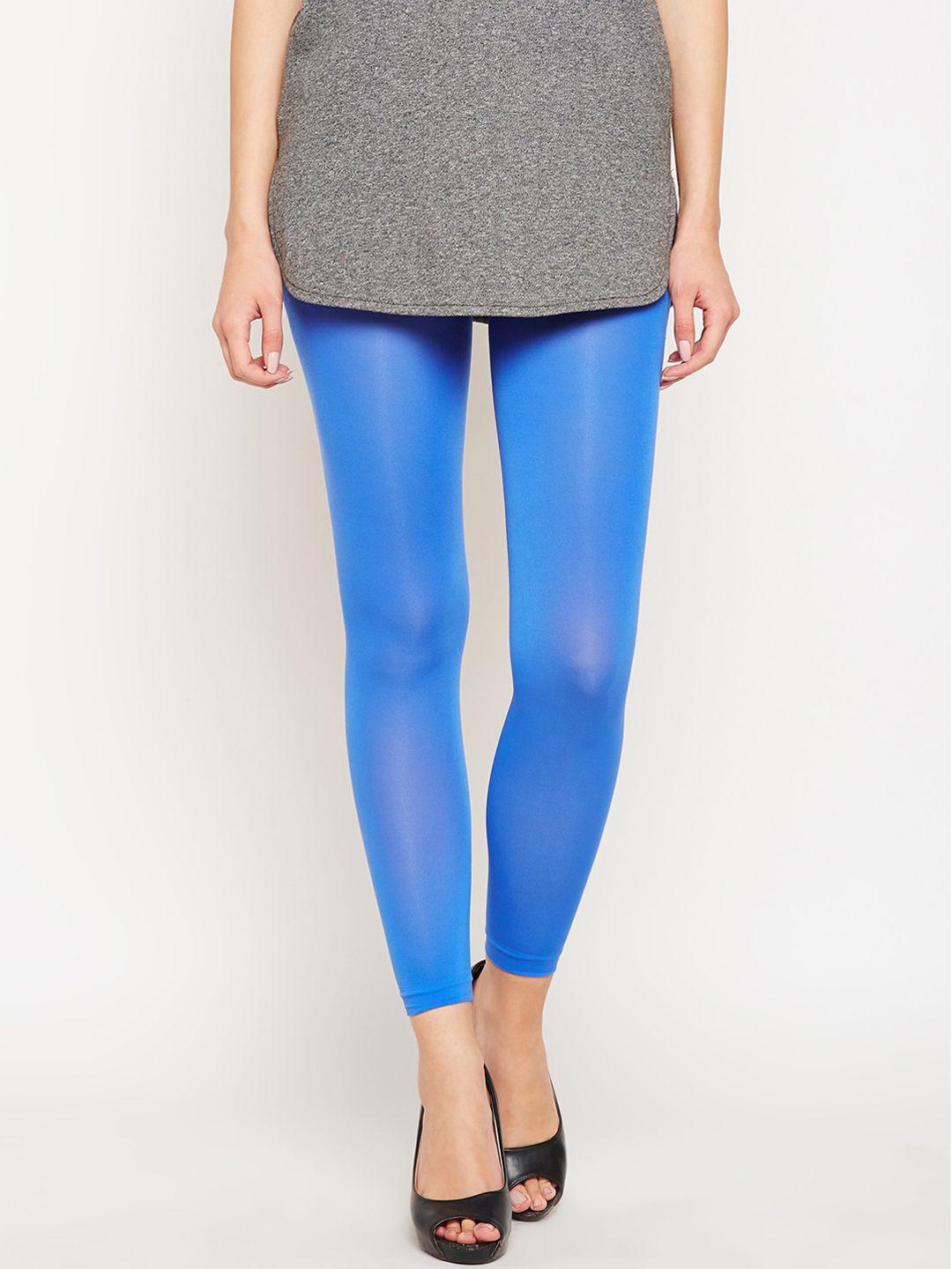 lebami women blue opaque solid skinny leggings stockings