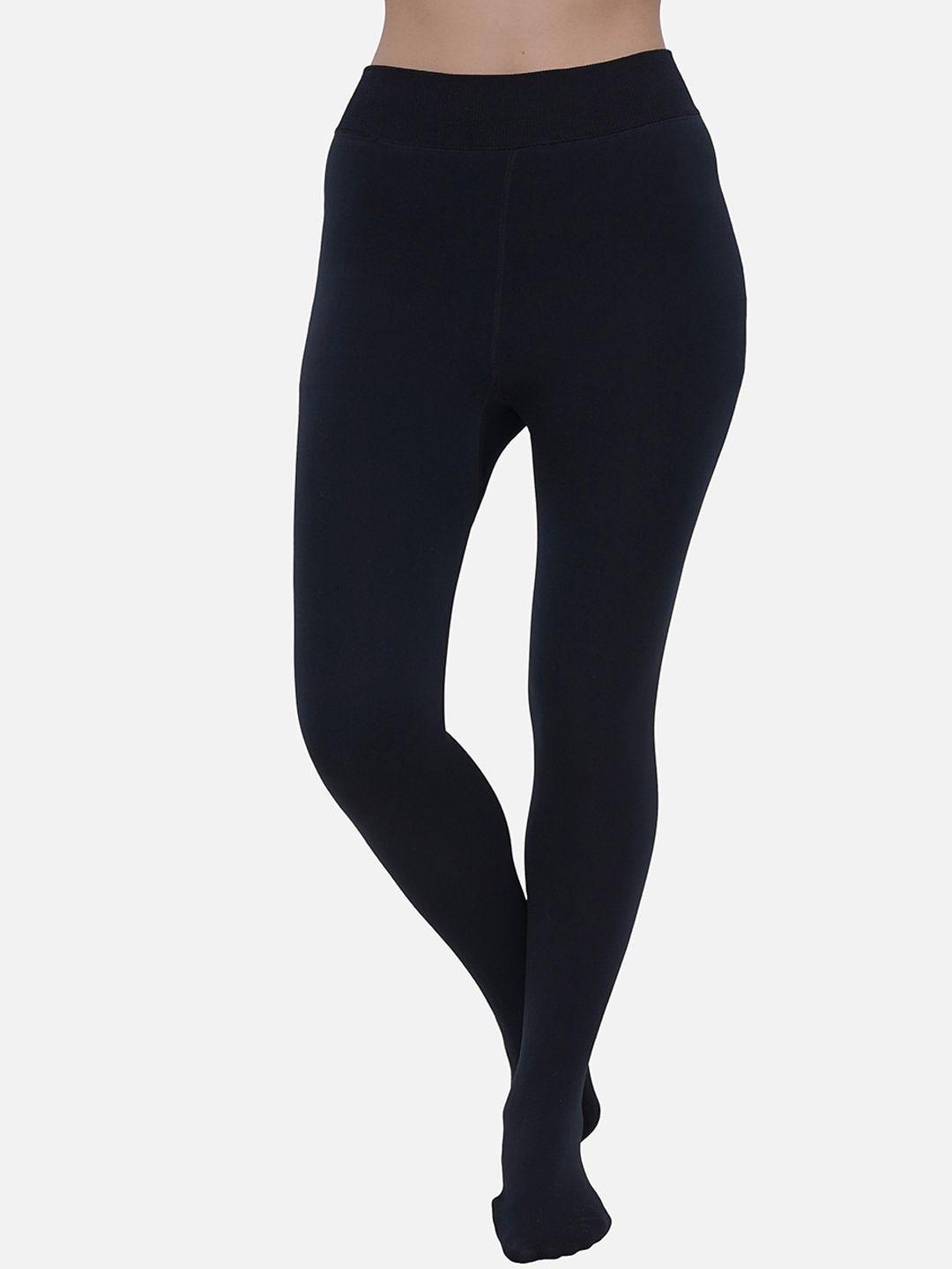 lebami women navy blue solid thermal bottoms