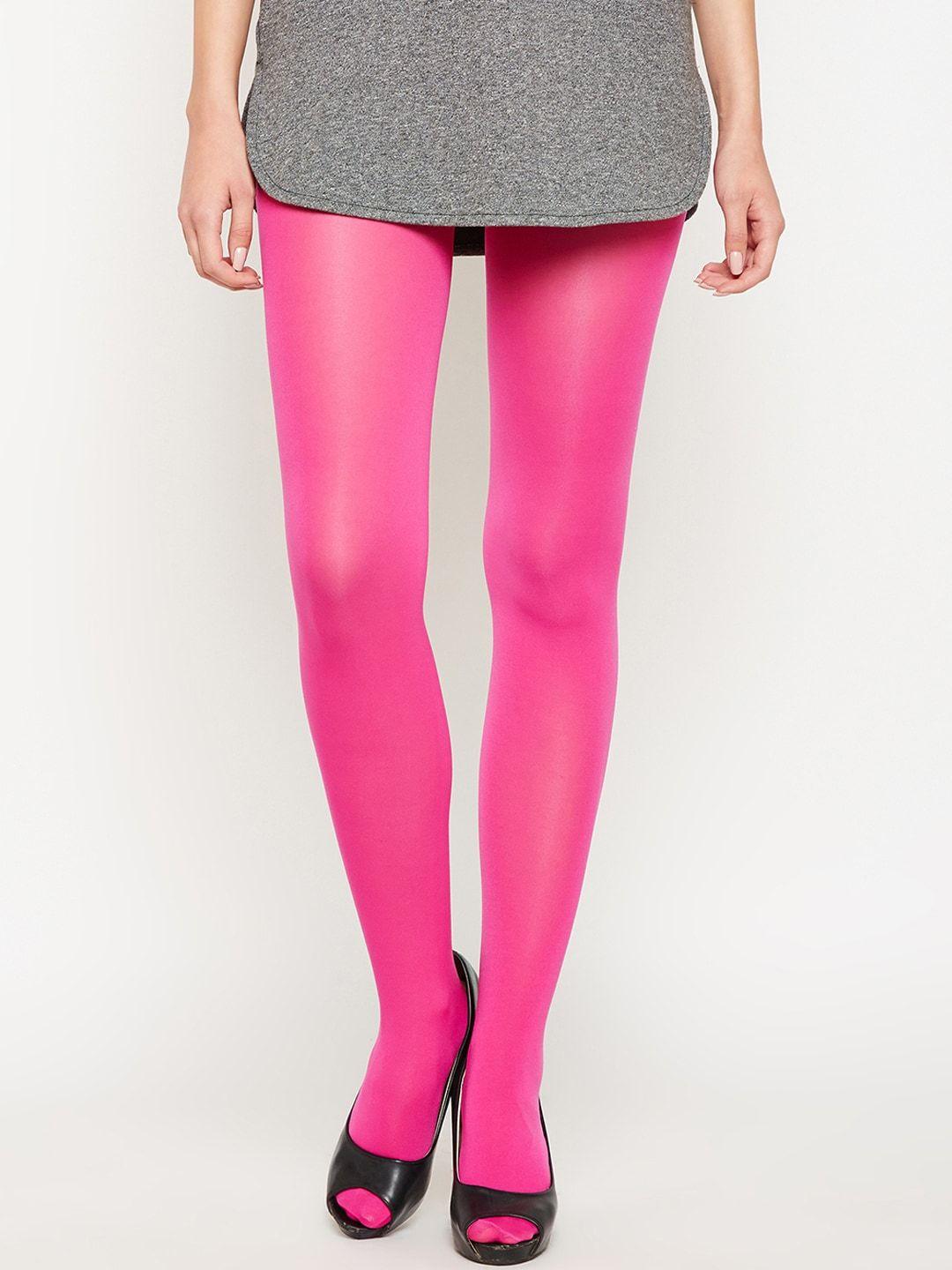 lebami women pink solid stockings