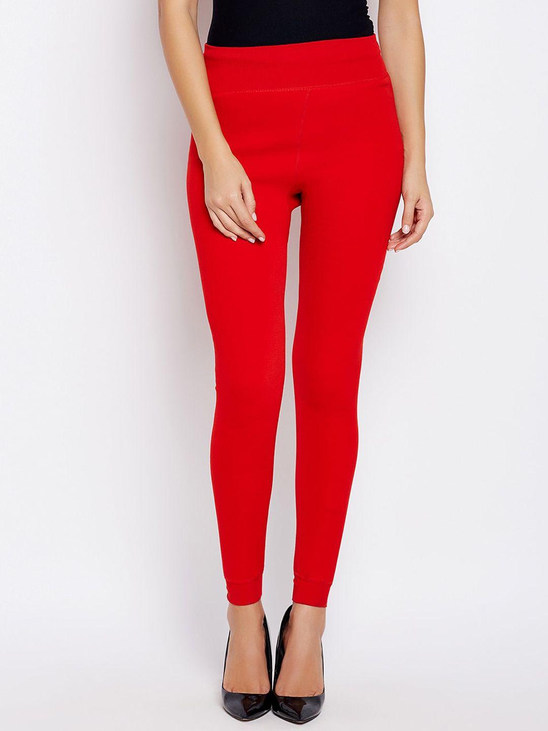 lebami women red solid thermal bottoms