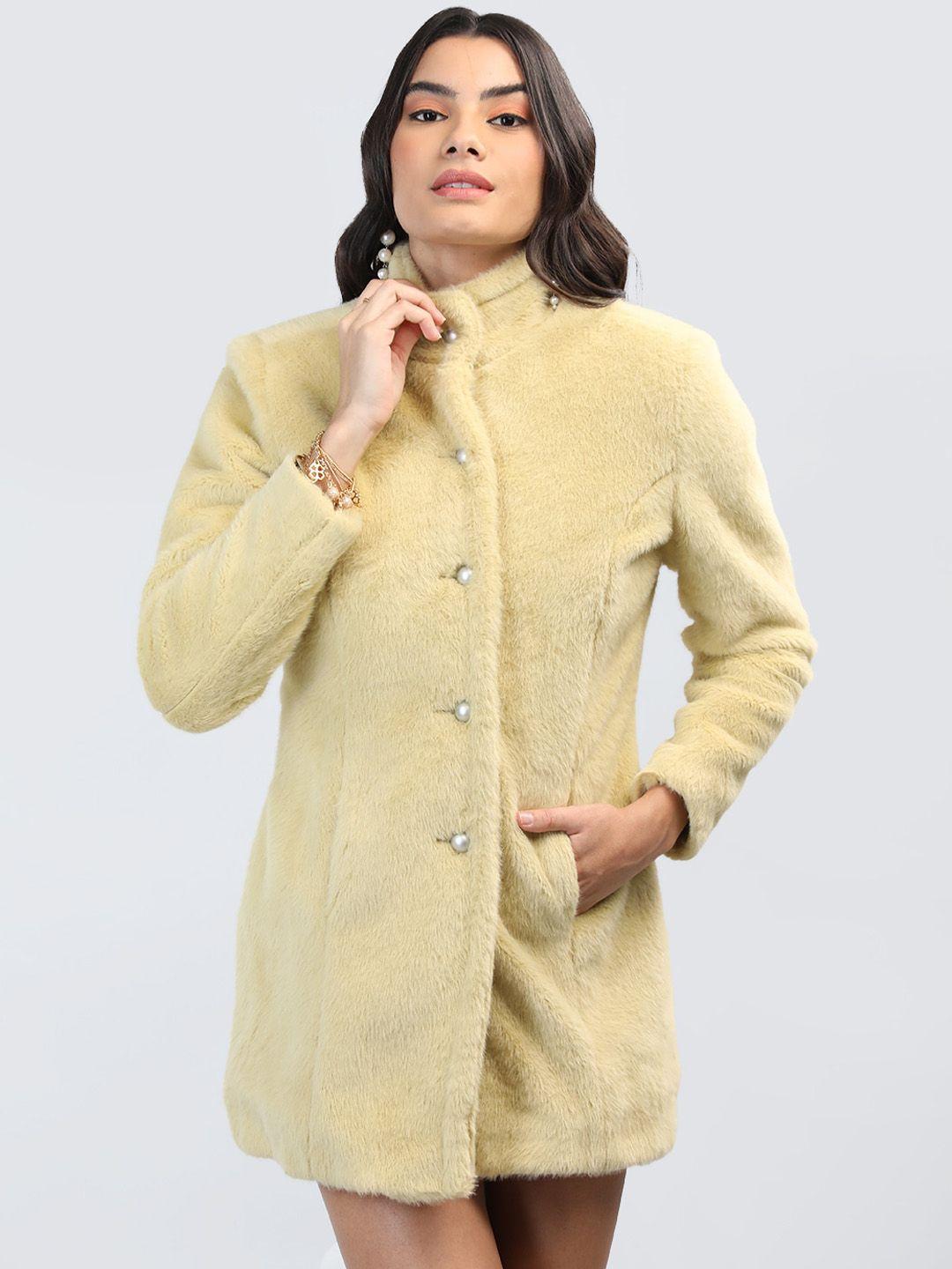 lebork faux-fur single-breasted wool overcoat