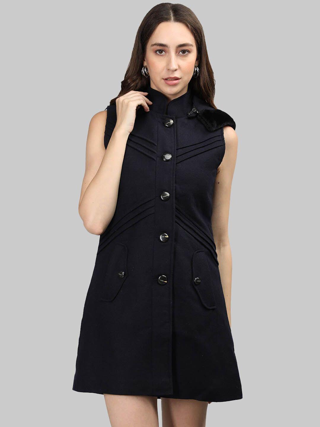 lebork hooded single-breasted sleeveless woolen overcoat