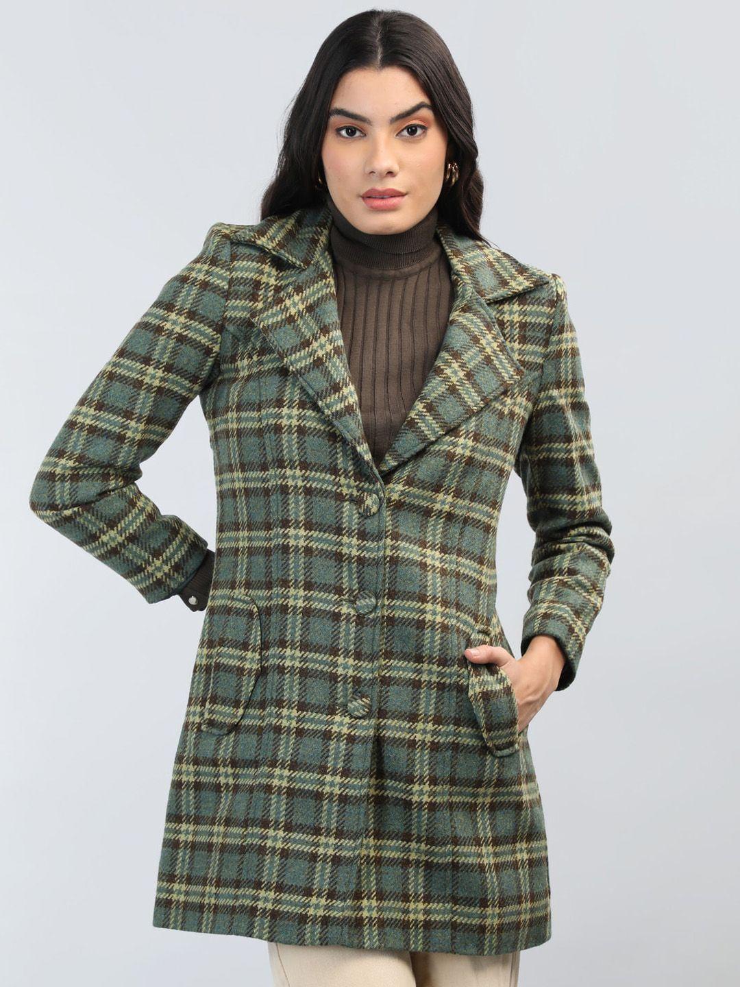 lebork single breasted checked notched lapel collar overcoat