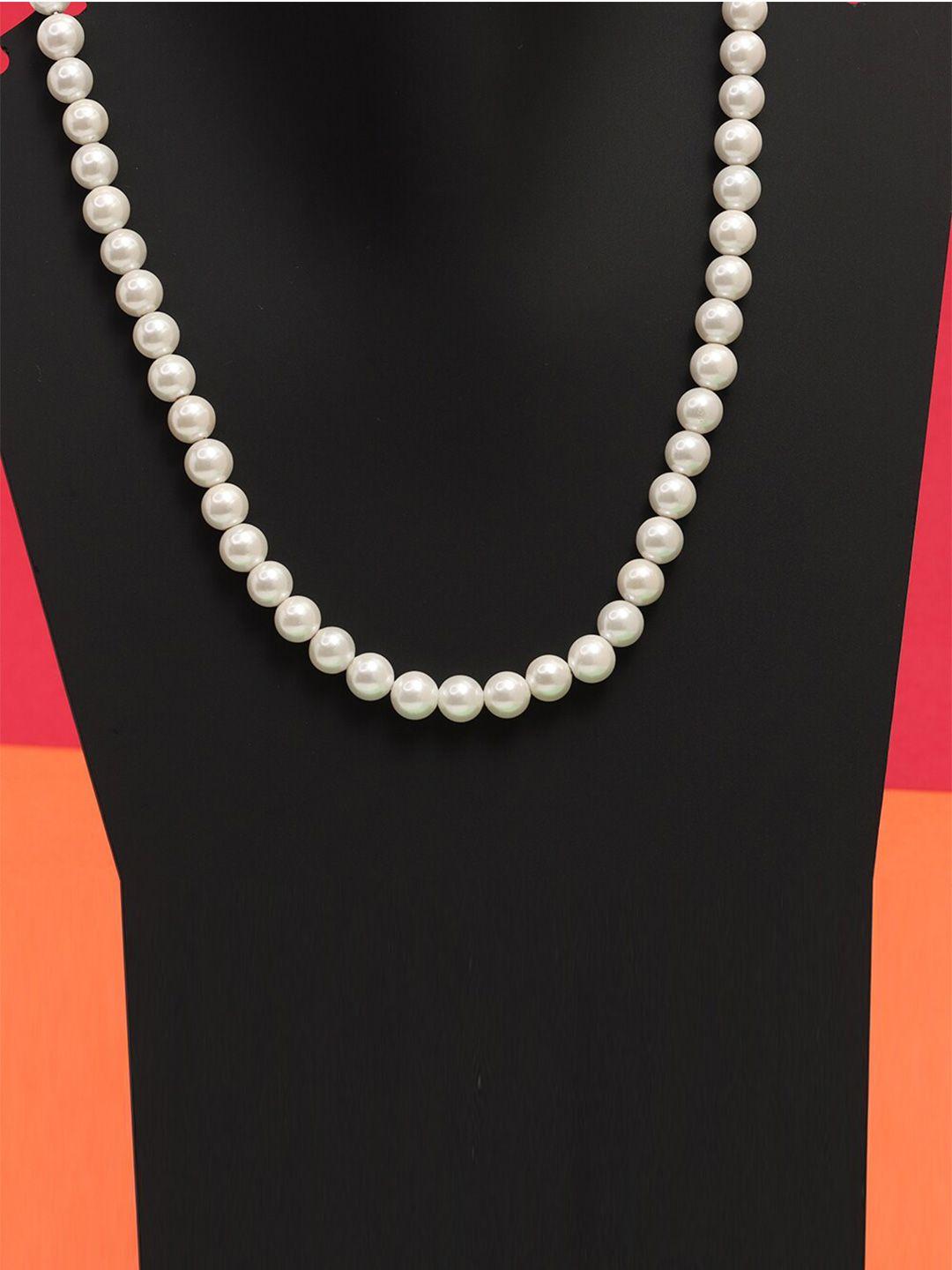 lecalla 92.5 sterling silver rhodium-plated pearls beaded necklace