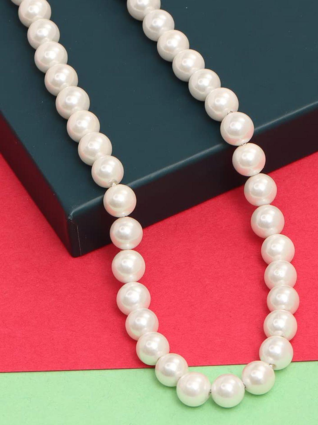 lecalla 92.5 sterling silver rhodium-plated pearls beaded necklace