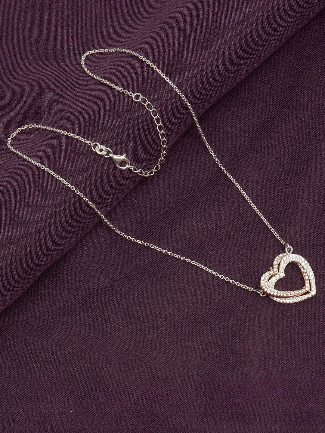 lecalla 925 silver & rose-gold rhodium-plated heart shape minimal necklace